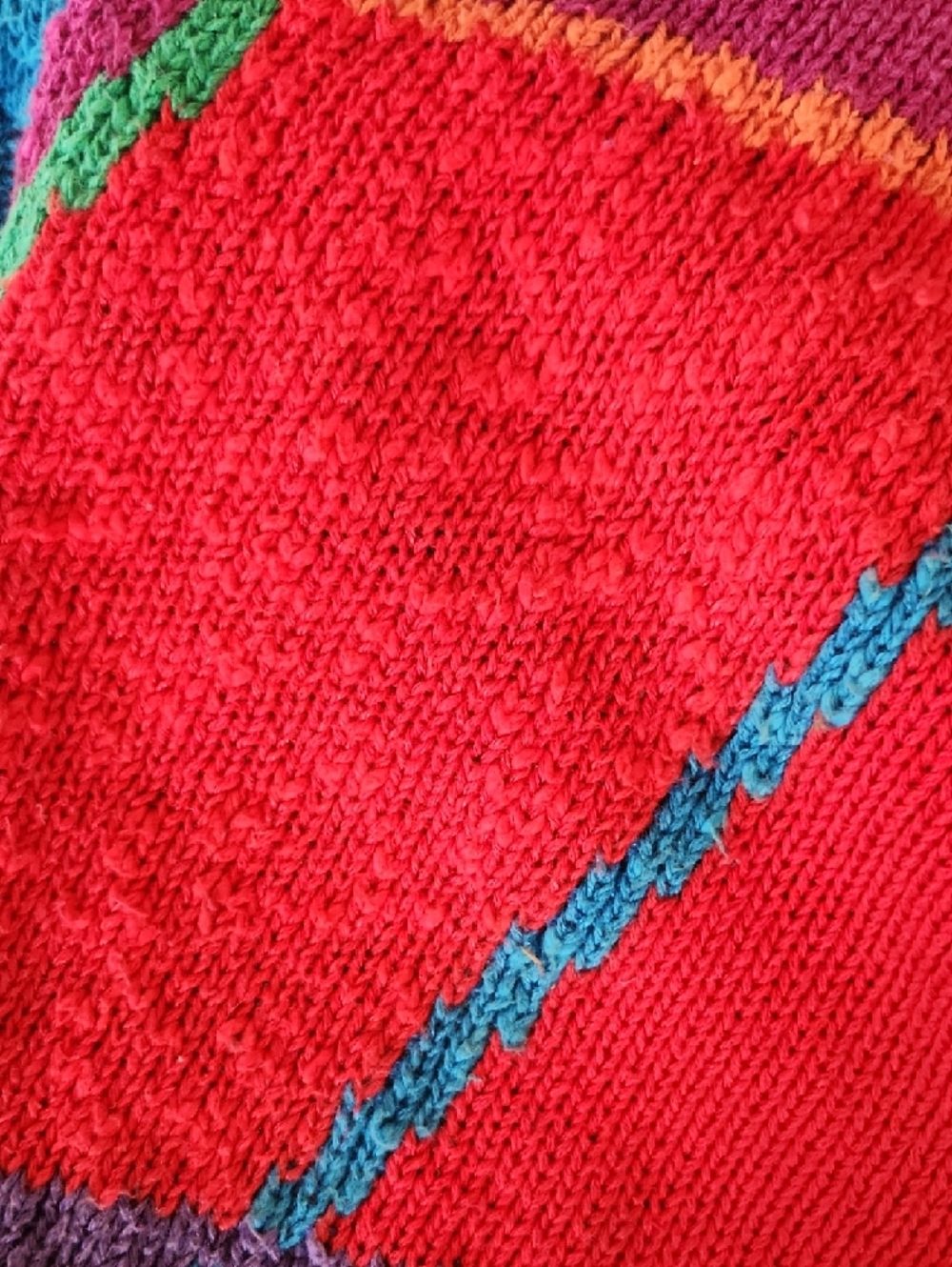 Vintage 80s Personal Colorblock Knit Sweater Sz M Bold Geometric Ramie Cotton - Picture 4 of 11